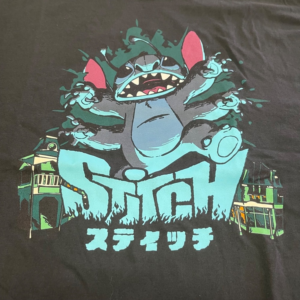 Disney Parks Lilo & Stitch Japanese Kaiju Monster Graphic Black T-Shirt NWT XL